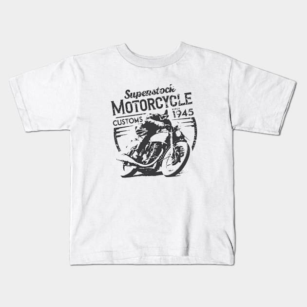 Vintage Superstock Motorcycle Customs Kids T-Shirt by SilverfireDesign